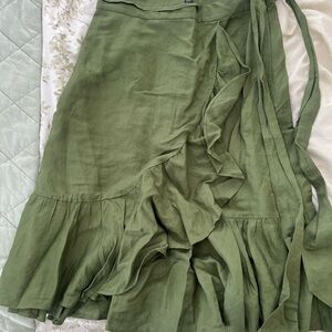 Ann Taylor Factory Asymmetrical Olive Skirt